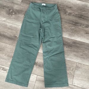 Old Navy High-Waisted Green Wide-Leg Workwear Pants 0